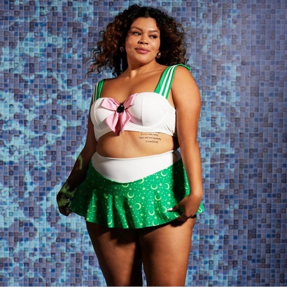 SOLD‼️ HOT TOPIC Sailor Moon Sailor Jupiter Cosplay Skirted Swim Bottom Plus - Picture 4 of 13